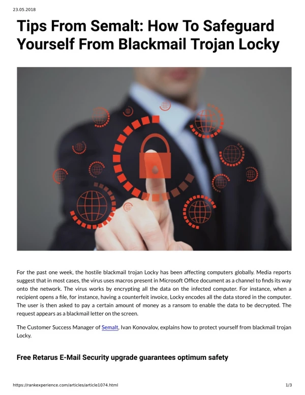 Tips From Semalt: How To Safeguard Yourself From Blackmail Trojan Locky