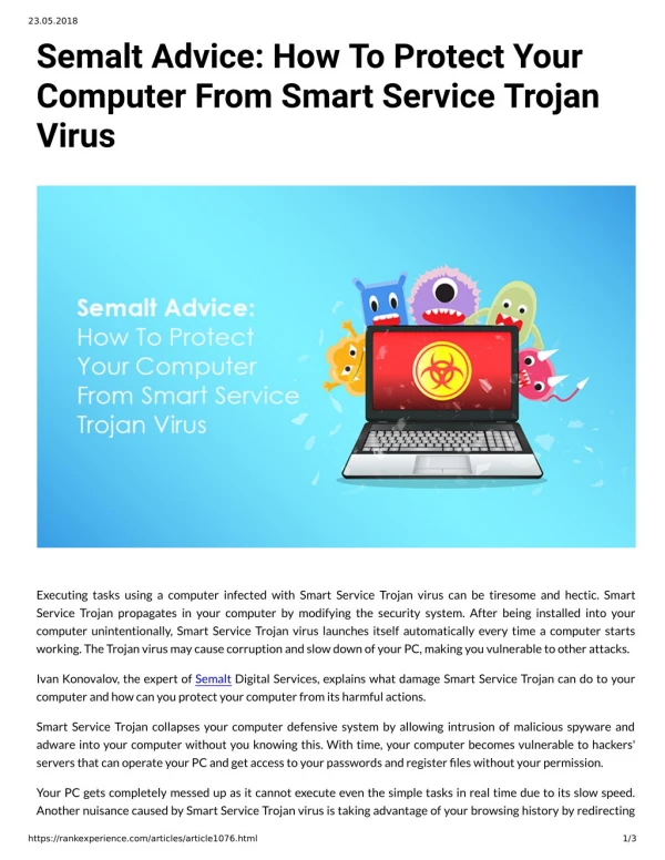 Semalt Advice: How To Protect Your Computer From Smart Service Trojan Virus