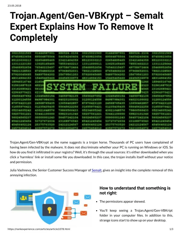 Trojan.Agent/Gen-VBKrypt – Semalt Expert Explains How To Remove It Completely