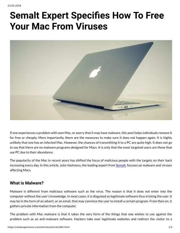 Semalt Expert Specifies How To Free Your Mac From Viruses