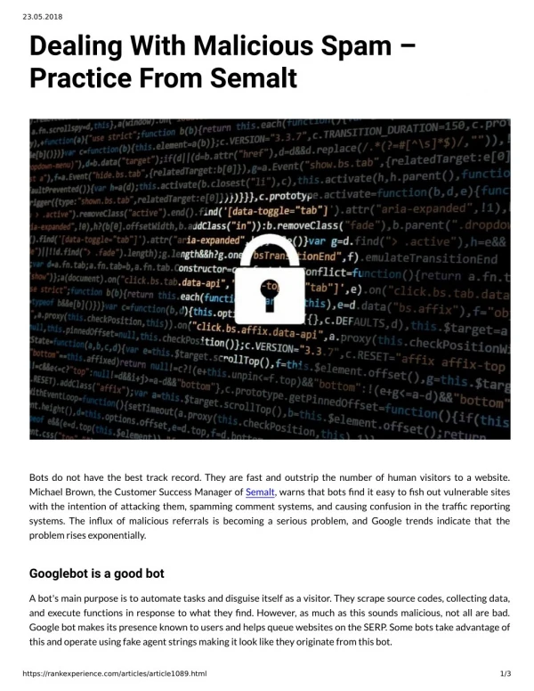 Dealing With Malicious Spam – Practice From Semalt