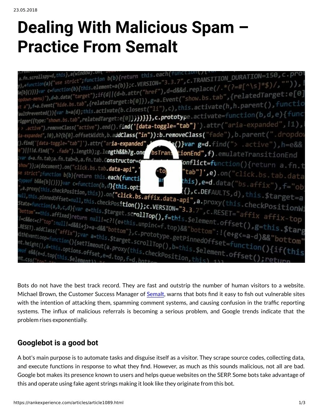 23 05 2018 dealing with malicious spam practice