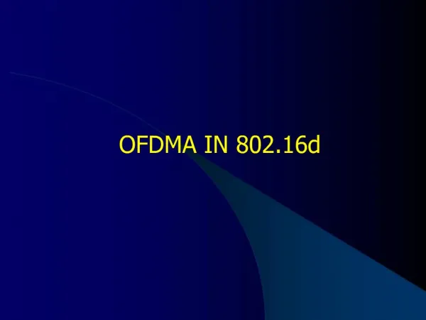 OFDMA IN 802.16d