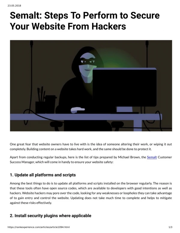 Semalt: Steps To Perform to Secure Your Website From Hackers