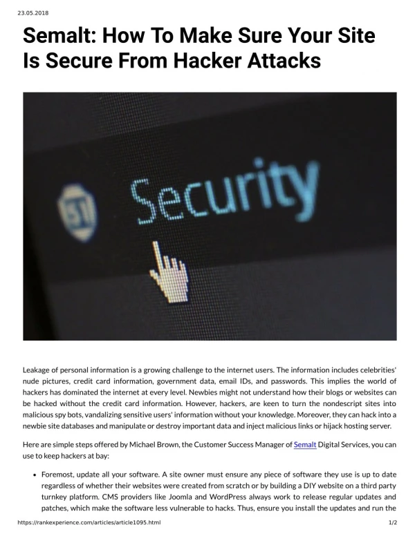 Semalt: How To Make Sure Your Site Is Secure From Hacker Attacks
