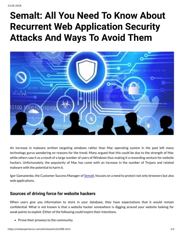 Semalt: All You Need To Know About Recurrent Web Application Security Attacks And Ways To Avoid Them