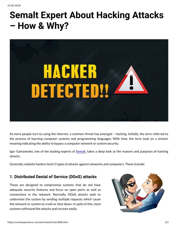 Semalt Expert About Hacking Attacks – How & Why?