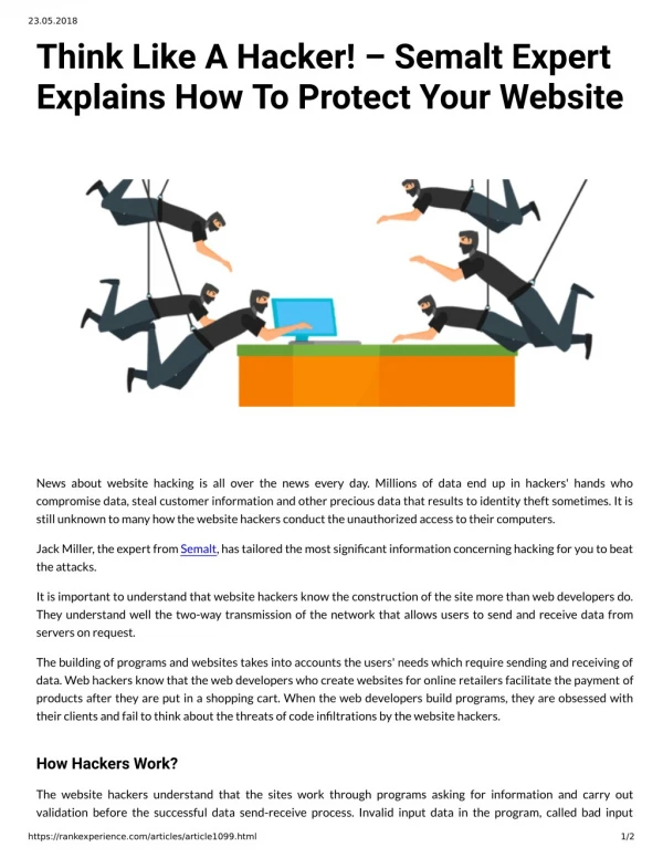 Think Like A Hacker! â€“ Semalt Expert Explains How To Protect Your Website