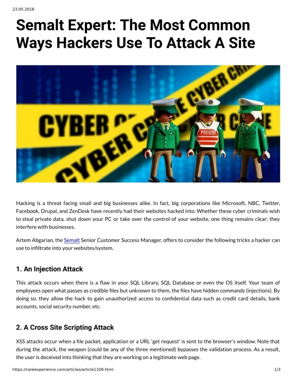 Semalt Expert: The Most Common Ways Hackers Use To Attack A Site