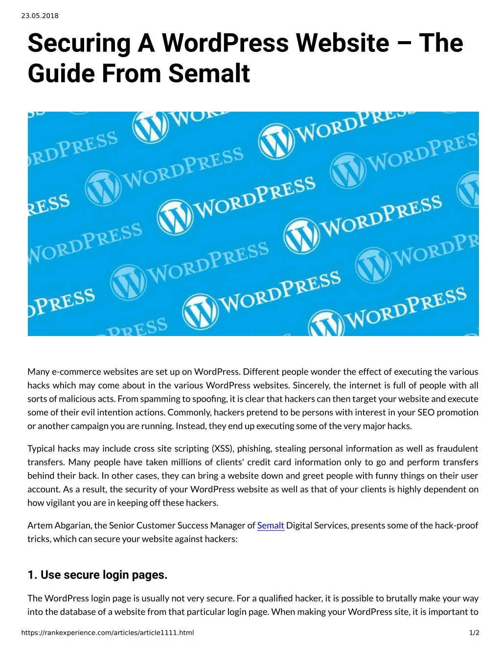 23 05 2018 securing a wordpress website the guide
