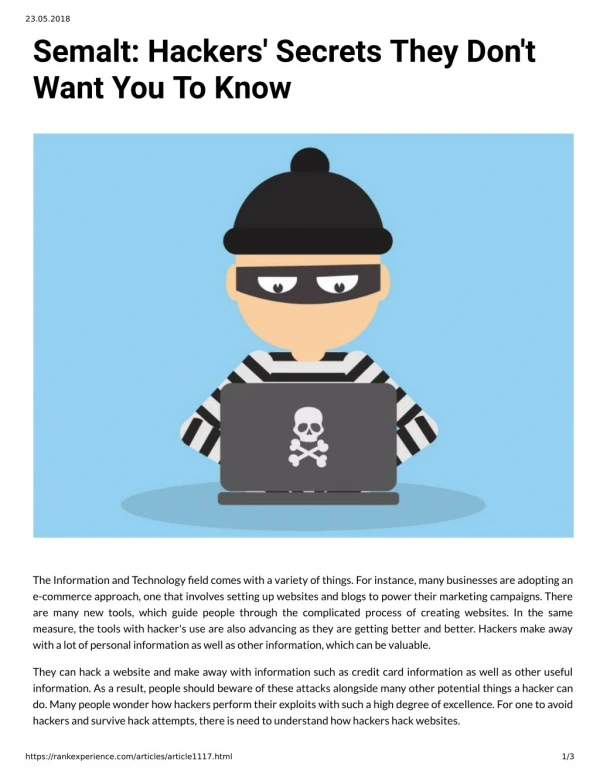 Semalt: Hackers' Secrets They Don't Want You To Know