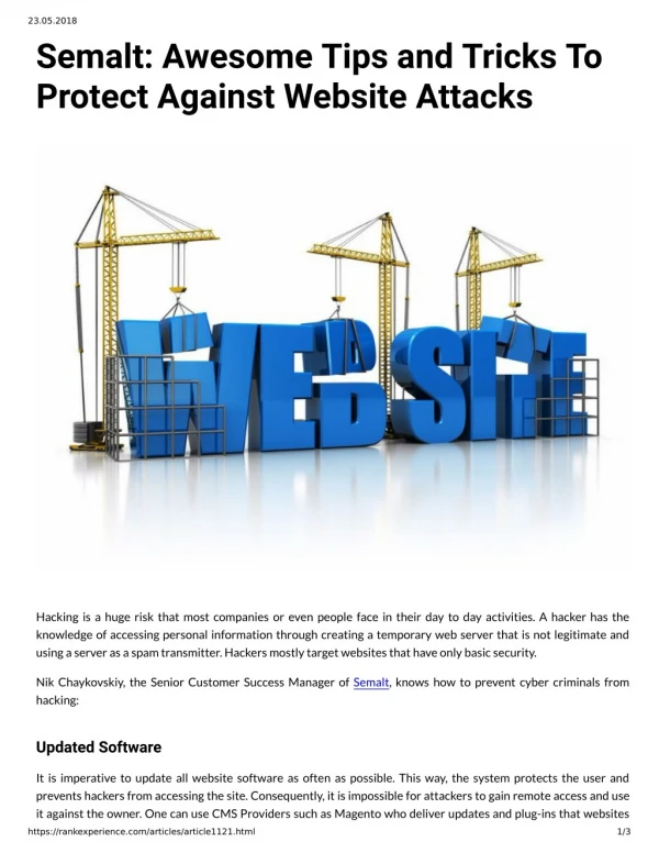 Semalt: Awesome Tips and Tricks To Protect Against Website Attacks