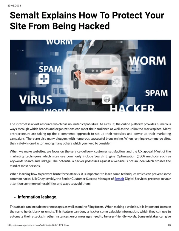 Semalt Explains How To Protect Your Site From Being Hacked