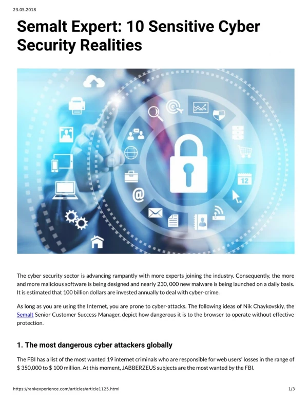 Semalt Expert: 10 Sensitive Cyber Security Realities