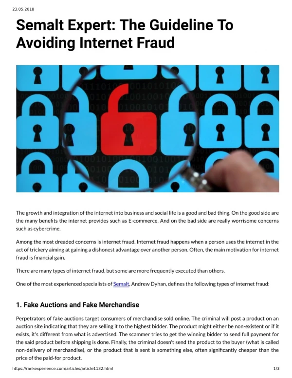 Semalt Expert: The Guideline To Avoiding Internet Fraud