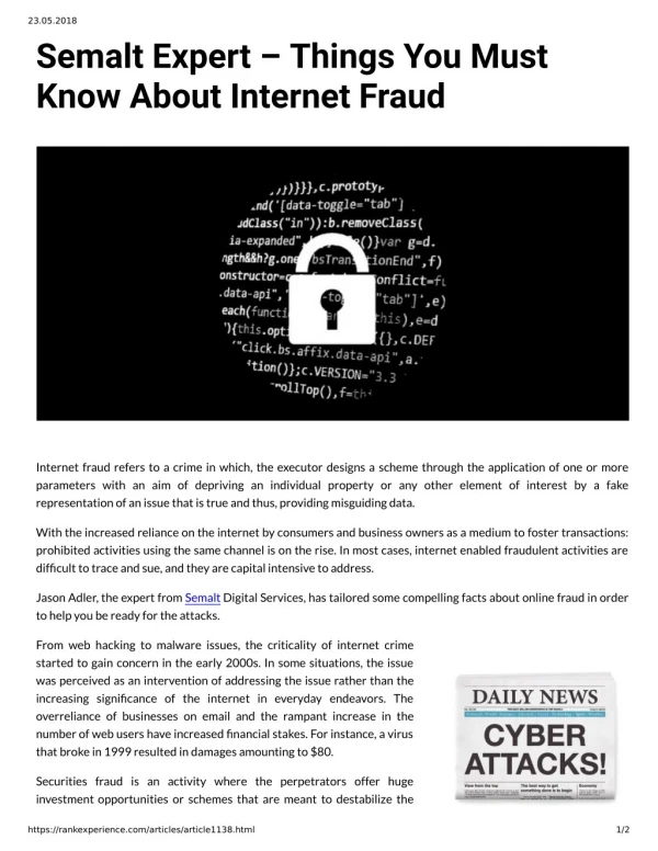 Semalt Expert â€“ Things You Must Know About Internet Fraud