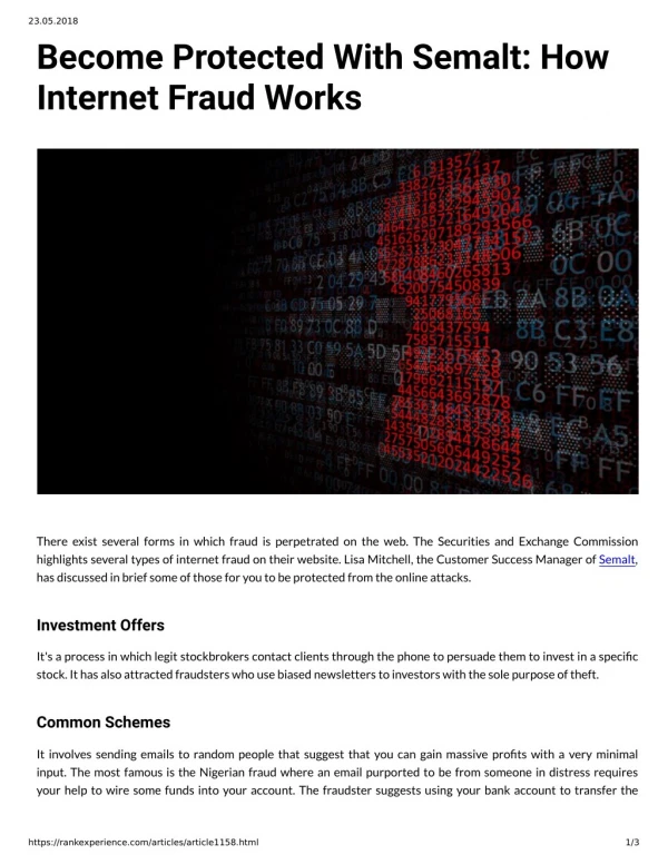 Become Protected With Semalt: How Internet Fraud Works