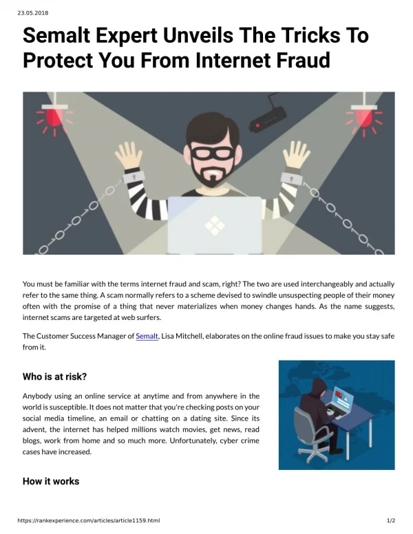 Semalt Expert Unveils The Tricks To Protect You From Internet Fraud