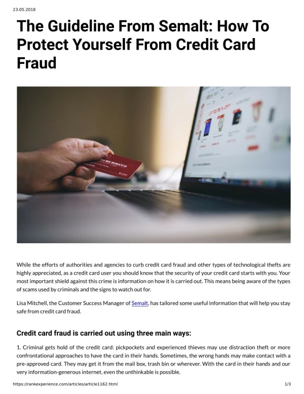 The Guideline From Semalt: How To Protect Yourself From Credit Card Fraud