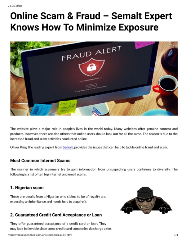 Online Scam & Fraud – Semalt Expert Knows How To Minimize Exposure