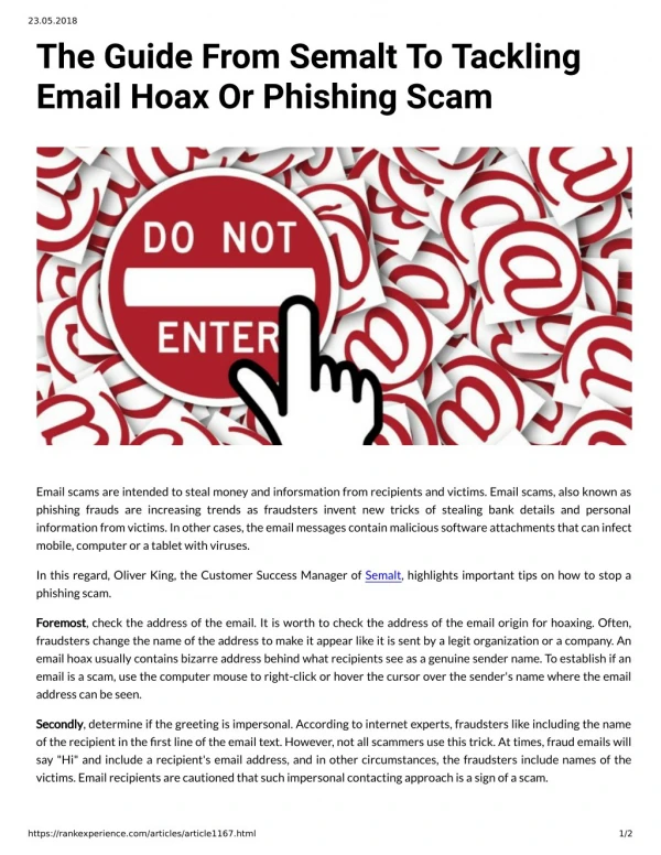 The Guide From Semalt To Tackling Email Hoax Or Phishing Scam