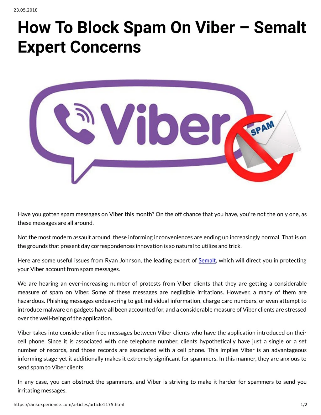 23 05 2018 how to block spam on viber semalt