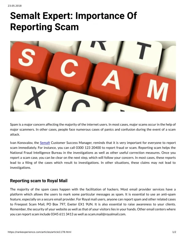 Semalt Expert: Importance Of Reporting Scam