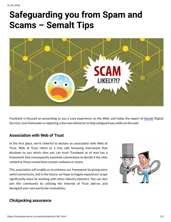 Safeguarding you from Spam and Scams â€“ Semalt Tips