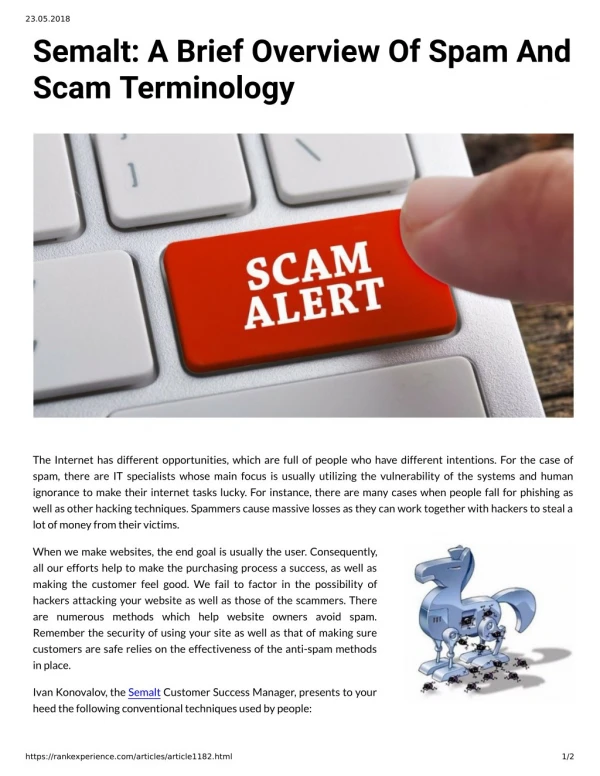 Semalt: A Brief Overview Of Spam And Scam Terminology