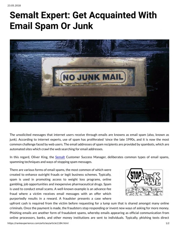Semalt Expert: Get Acquainted With Email Spam Or Junk
