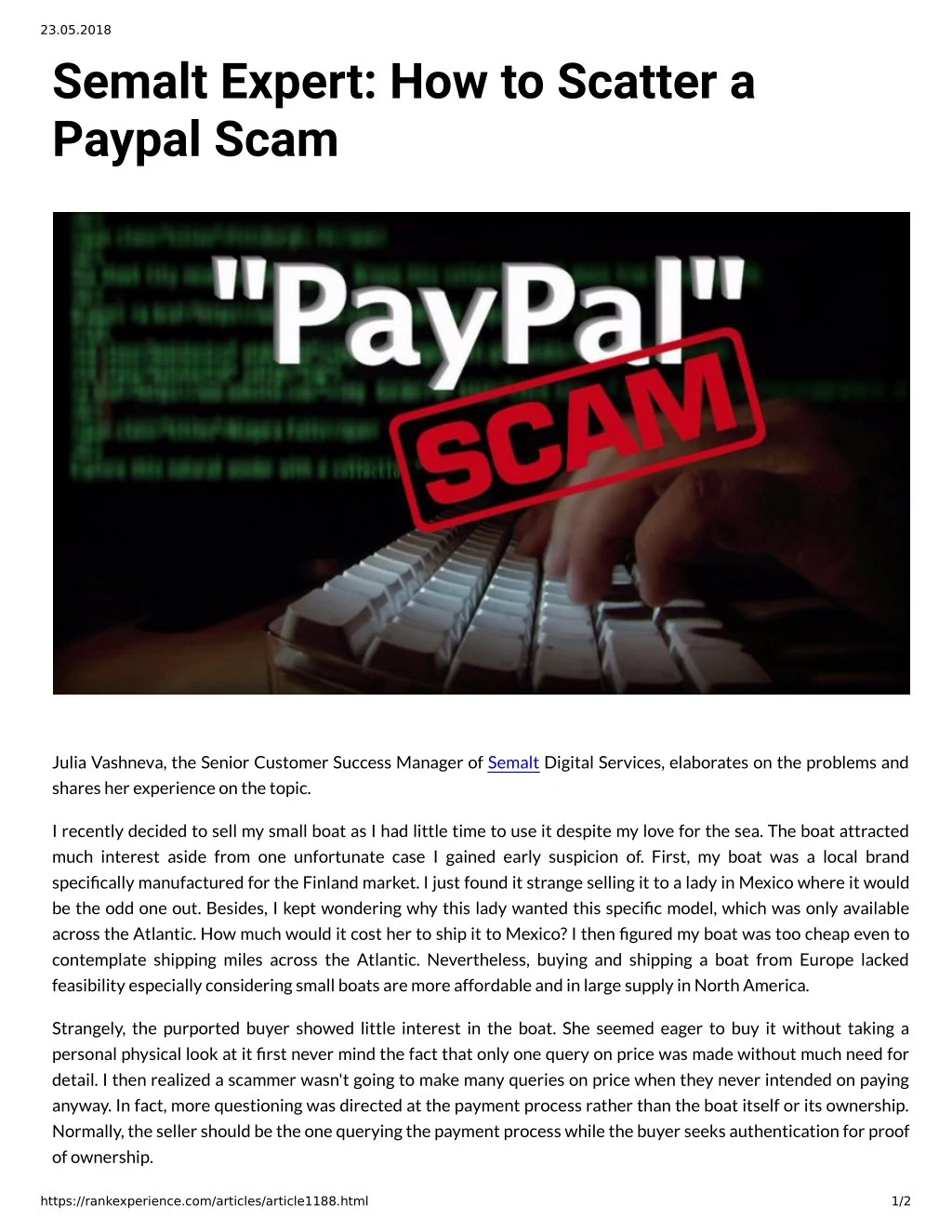 23 05 2018 semalt expert how to scatter a paypal