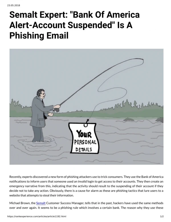 Semalt Expert: "Bank Of America Alert-Account Suspended" Is A Phishing Email