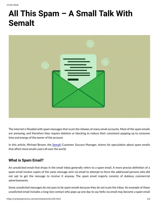 All This Spam â€“ A Small Talk With Semalt