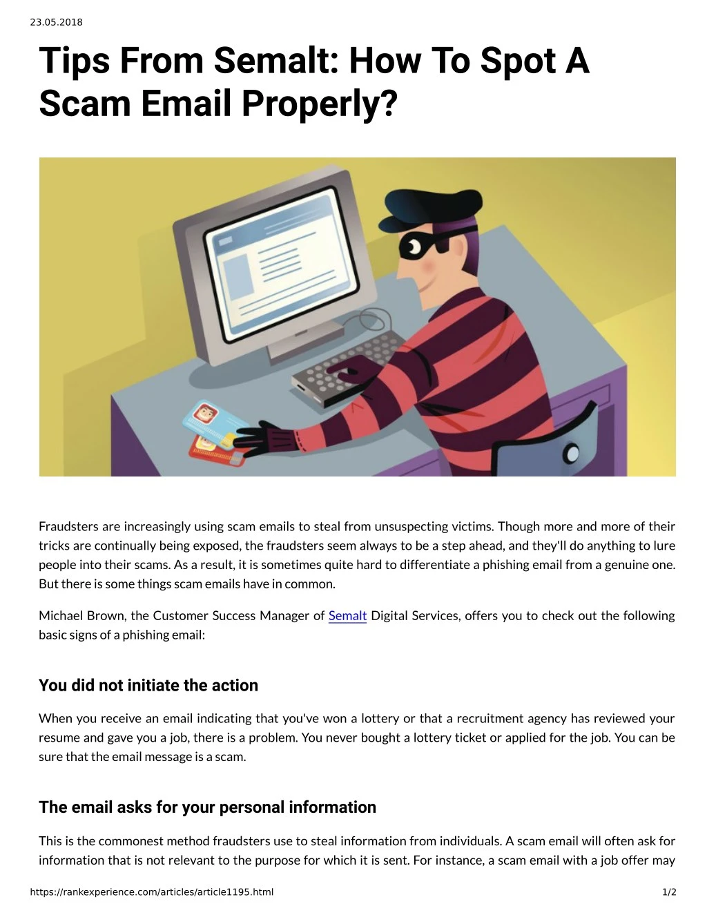 23 05 2018 tips from semalt how to spot a scam