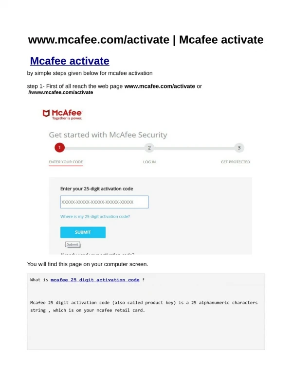 www.mcafee.com/activate | Mcafee activate