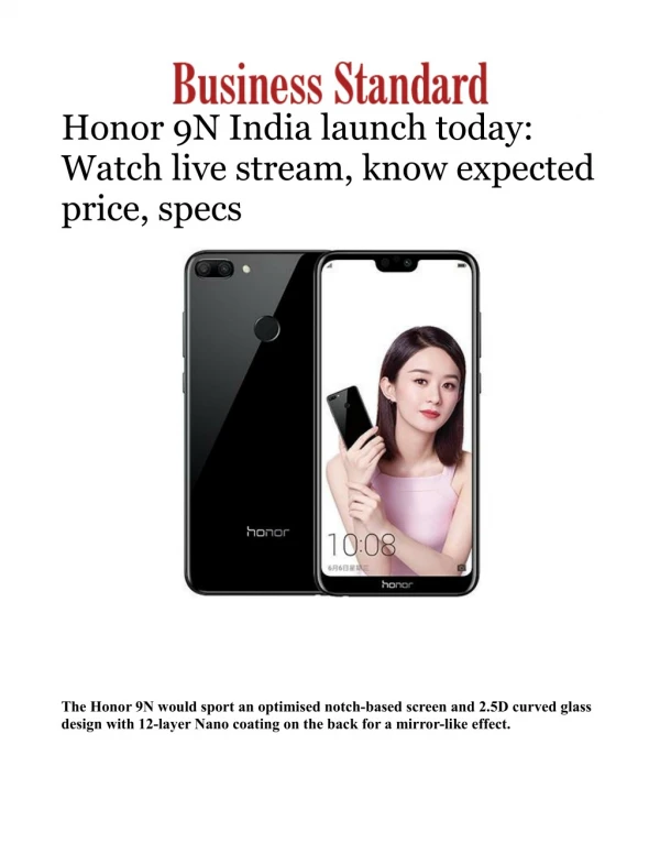 Honor 9N India launch today: Watch live stream, know expected price, specs 