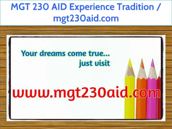 MGT 230 AID Experience Tradition / mgt230aid.com