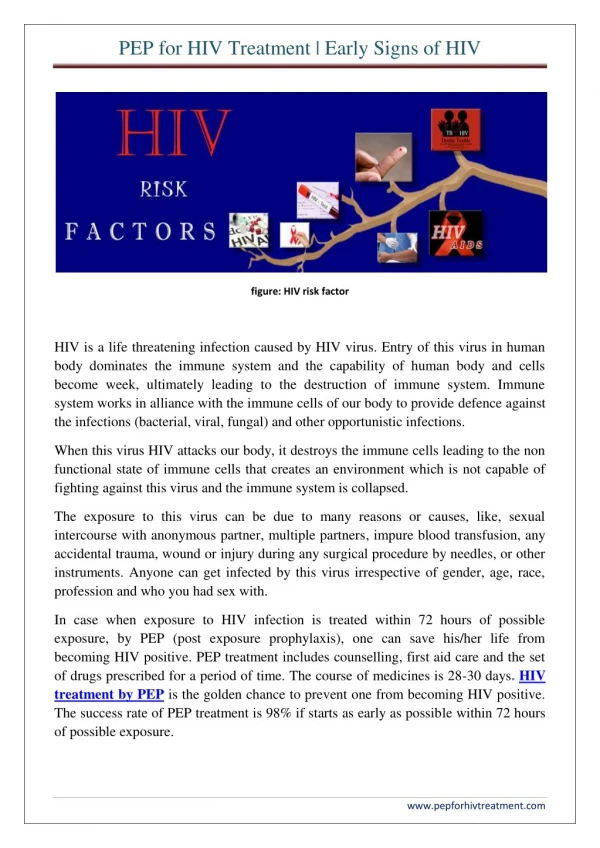 PEP for HIV Treatment | Early Signs of HIV
