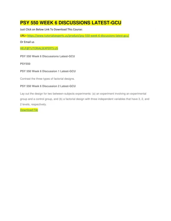 psy 550 week 6 discussions latest gcu