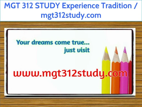 MGT 312 STUDY Experience Tradition / mgt312study.com