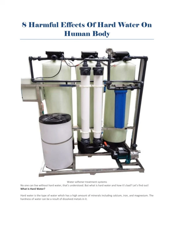 Water Softener Treatment Systems