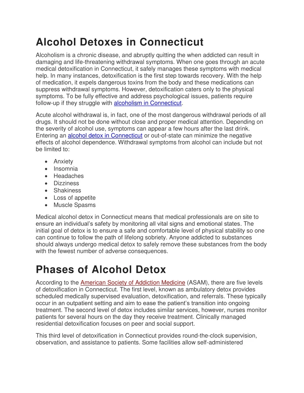 alcohol detoxes in connecticut