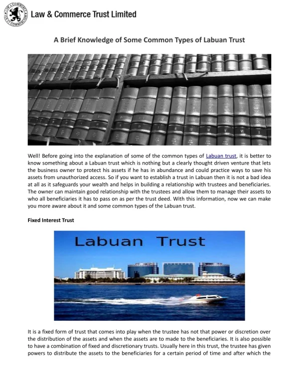 A Brief Knowledge of Some Common Types of Labuan Trust
