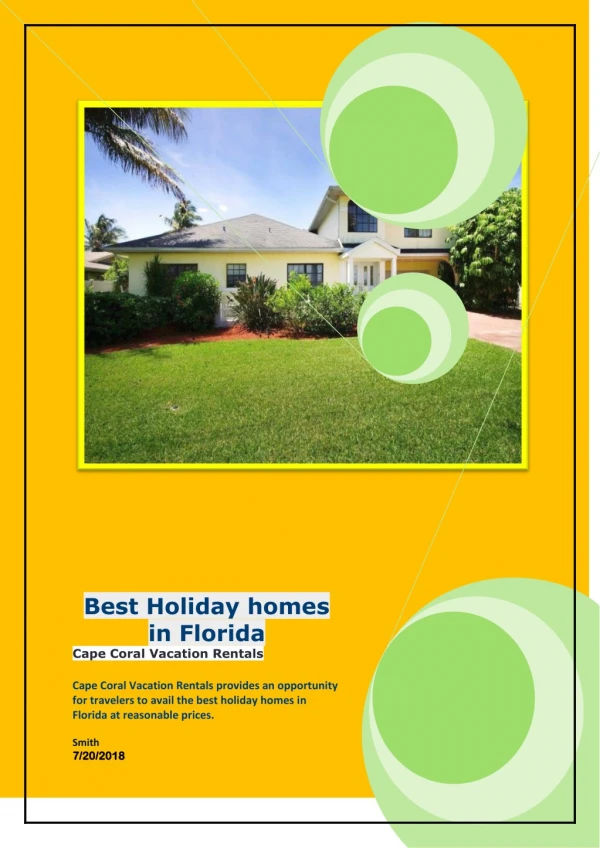 Best Holiday homes in Florida
