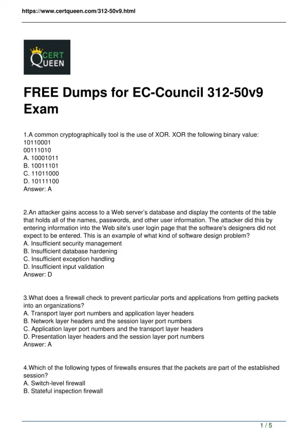 Latest 312-50v9 Exam Dumps Questions