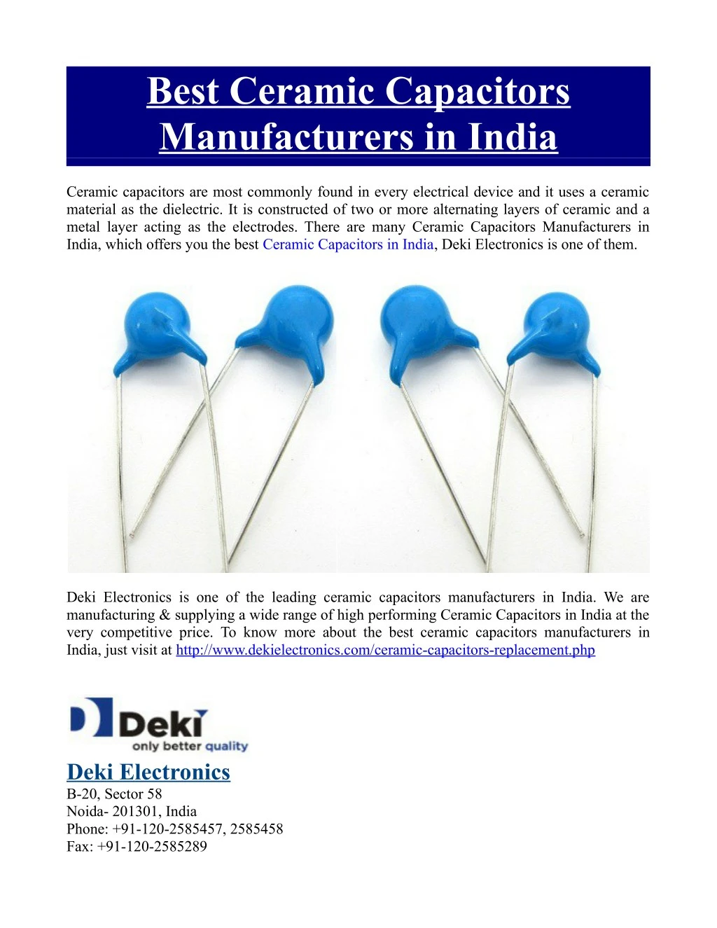 best ceramic capacitors manufacturers in india