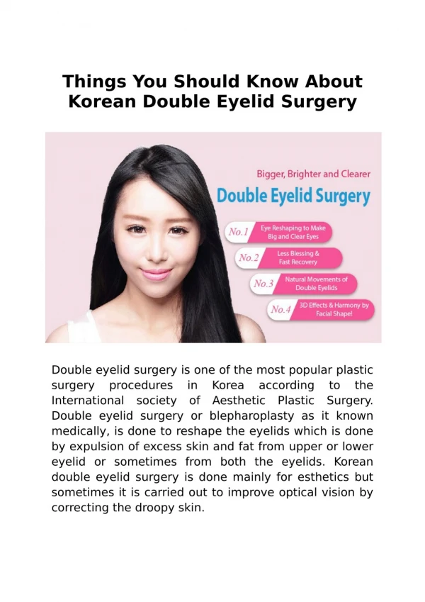 Things You Should Know About Korean Double Eyelid Surgery