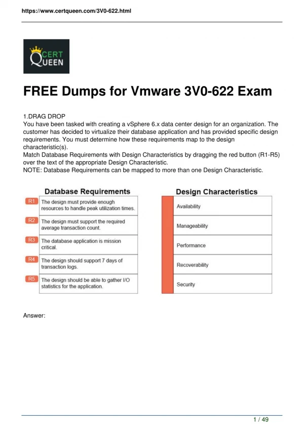 2018 CertQueen VMware 3V0-622 Exam Dumps