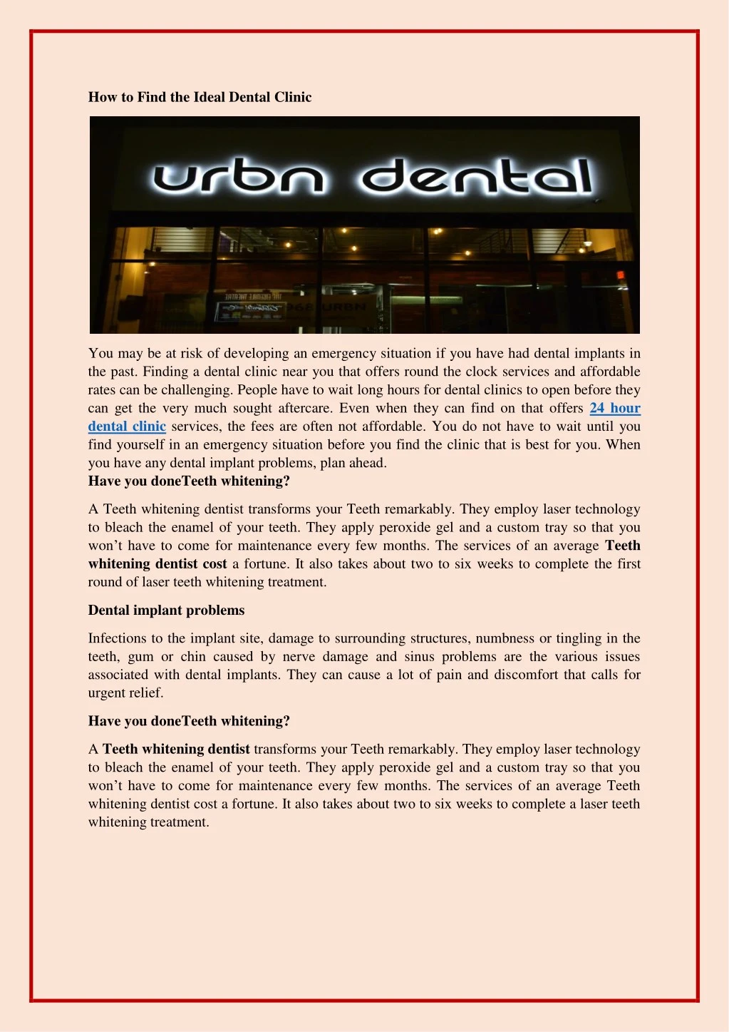 how to find the ideal dental clinic