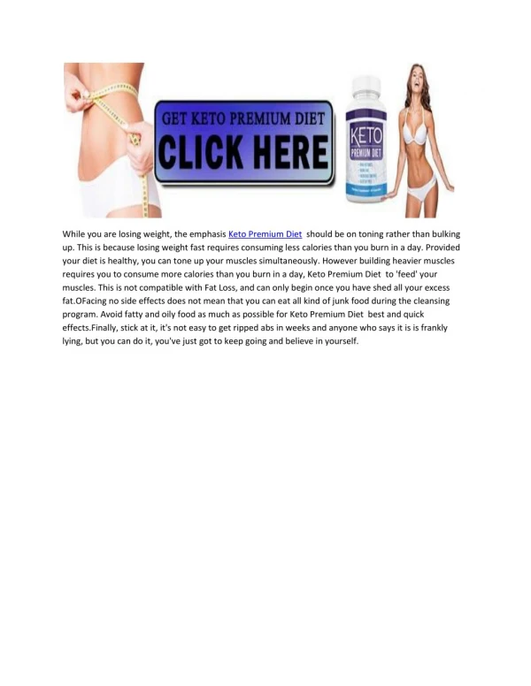 Keto Premium Diet- How To Use Keto Premium Diet For Burn Fat